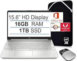 HP 15 Athlon Silver 16GB 1TB SSD Laptop Bundle