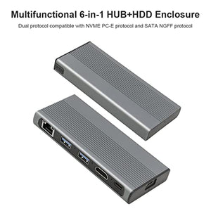 WODHAZNC USB-C Hub Docking Station with M.2 SSD Enclosure
