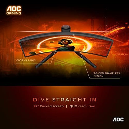 AOC CQ27G3S 27" Curved Gaming Monitor - 165Hz, 1ms, FreeSync Premium