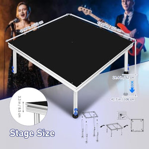 TUDULY 4×4 FT Modular Aluminum Portable Stage Platform