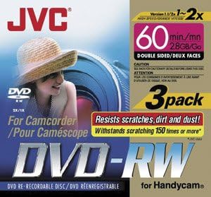 JVC VDW28DU3 Mini DVD-RW Double-Sided 3-Pack