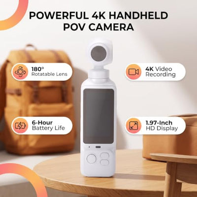Wisoqu Handheld 4K POV Camera with Rotatable Lens