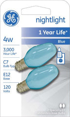 GE 26223 4W C7 Blue Incandescent Light Bulb 2-Pack