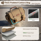 RAINSMORE Canvas Camera Sling Bag with Rain Cover