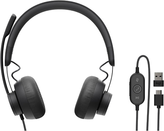 Logitech Zone 750 Wired Headset Noise Canceling Renewed