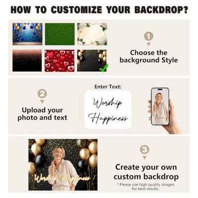 Acoweno Personalized Photo Backdrop Banner, Made in USA