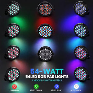 Czgor 54 LED RGBW Par Stage Light with Remote and DMX