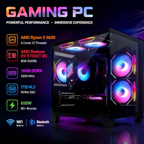 YLZKIX Ryzen 5 5600 Gaming Desktop with Radeon RX 5700 XT — main product image