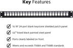 Monoprice 143544 24-Port Shielded Keystone Patch Panel
