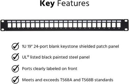 Monoprice 143544 24-Port Shielded Keystone Patch Panel