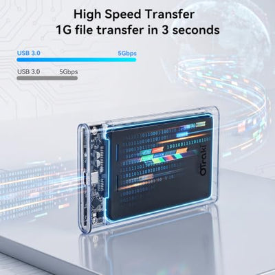 OTraki Transparent 2.5" SATA Hard Drive Enclosure, USB 3.0
