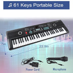 MIZAYI 61-Key Beginner Digital Piano with Microphone