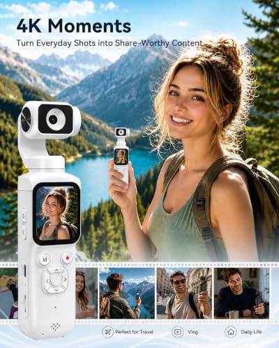 ULPTXOO 4K Pocket Vlogging Camera with AI Face Tracking