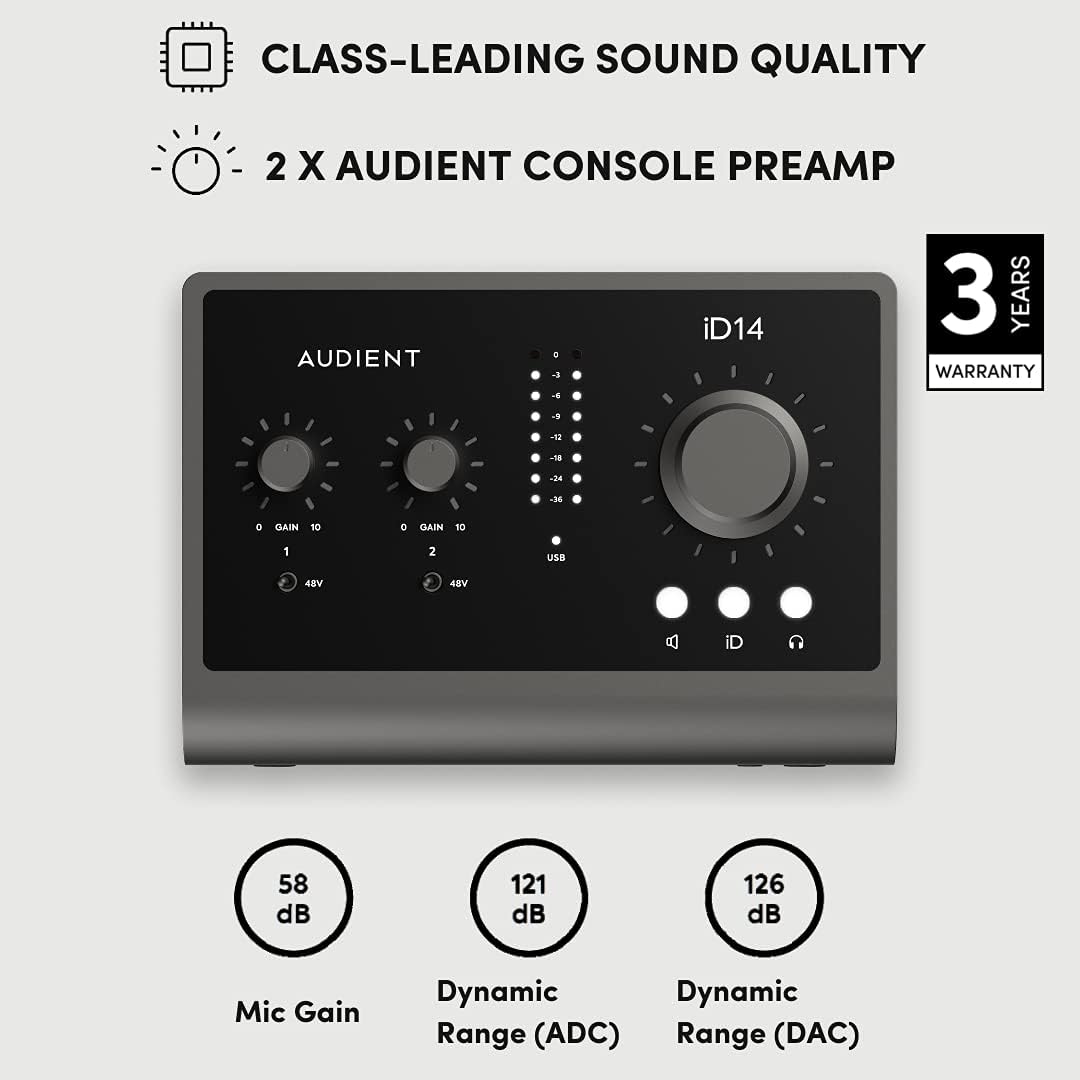 Audient iD14 (MKII)-cr USB-C Audio Interface (Renewed)