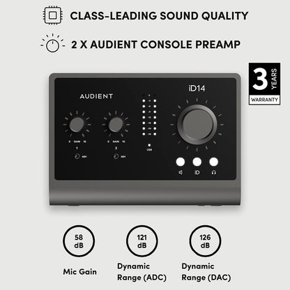 Audient iD14 (MKII)-cr USB-C Audio Interface (Renewed)