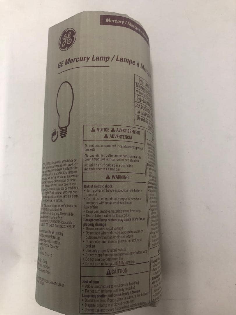 GE 24062 175W Mercury Vapor Mogul Base Lamp