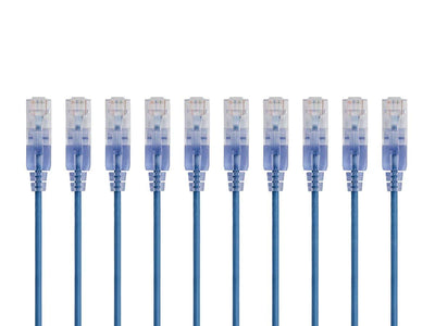 Monoprice 129454 Cat6A Patch Cable - 6in, Blue, 10-Pack, SlimRun
