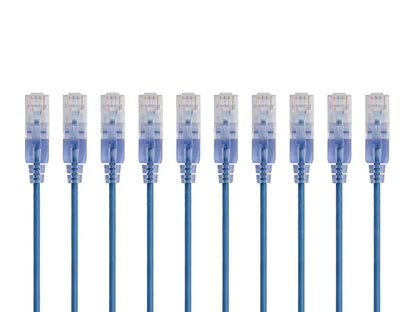 Monoprice 129454 Cat6A Patch Cable - 6in, Blue, 10-Pack, SlimRun