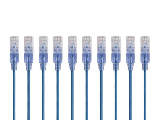 Monoprice 129454 Cat6A Patch Cable - 6in, Blue, 10-Pack, SlimRun