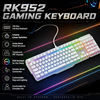 RK ROYAL KLUDGE RK952 Full-Size Hot-Swappable Mechanical Keyboard