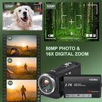 VENOPTIX 2.7K QHD Digital Camcorder with 16X Zoom