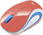 Logitech M187 Wireless Mini Mouse - Coral Portable