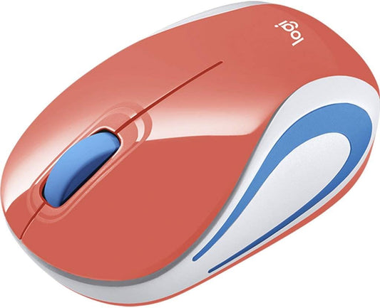 Logitech M187 Wireless Mini Mouse - Coral Portable