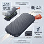 Generic S60 1TB Portable SSD with USB-C Cable and Adapter