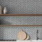 MSI AMZ-M-00275 Ice Bevel Herringbone Glass Mosaic Tile