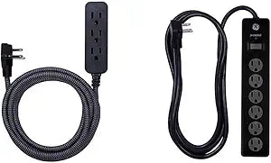 GE Designer Extension Cord Surge Protector - Black