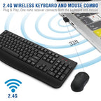 EDJO 2.4G Wireless Keyboard and Mouse Combo with Wrist Rest