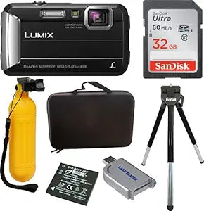 Panasonic DMC-TS30K Lumix Tough Camera (Black) Action Bundle