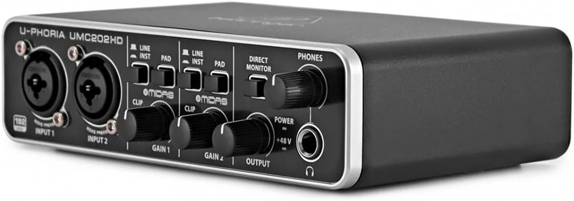 Behringer UMC202HD U-PHORIA USB Audio Interface with MIDAS Preamps