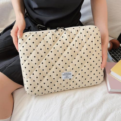 BBIQI Puffy Corduroy Quilted Laptop Sleeve with Floral Print