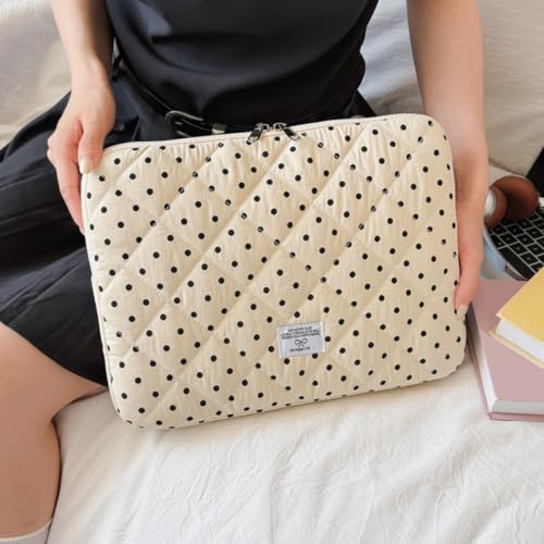BBIQI Puffy Corduroy Quilted Laptop Sleeve with Floral Print — main product image
