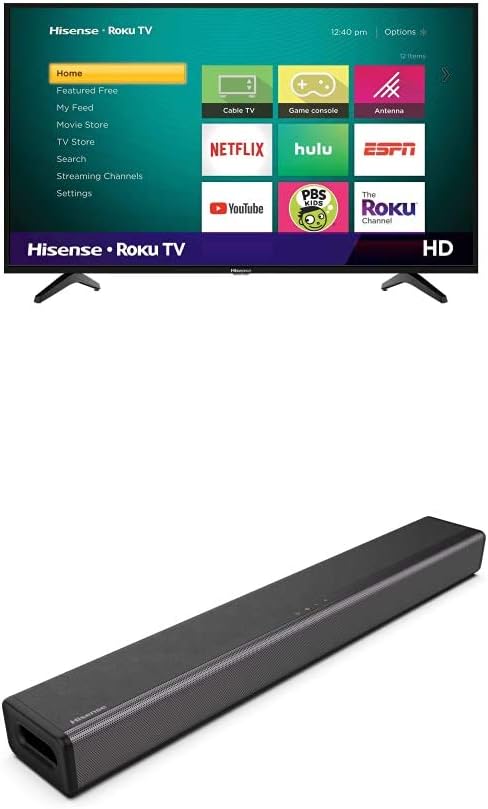 Hisense H4 Series 40-Inch Roku Smart TV & HS214 Soundbar