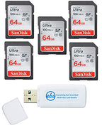 SanDisk SDSDUNC-064G-GN6IN-5PK-R6 64GB Ultra SD Card 5-Pack