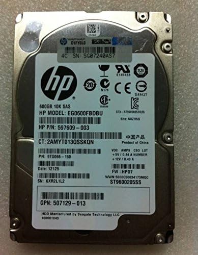 HP EG0600FBVFP-SC 600GB 10K SAS SFF Hard Drive (Renewed)