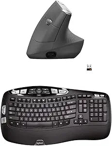 Logitech MX Vertical & K350 Wireless Ergonomic Mouse, Wave Keyboard