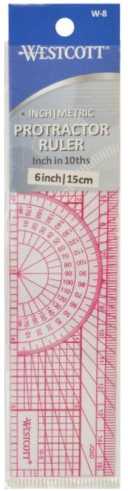 Westcott W-8 Engineer's Protractor Ruler 6-inch