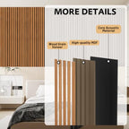 RITOLLO Fluted Wood Slat Acoustic Wall Panels, 4 Pack