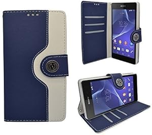 Sony Xperia Z2 Gadget Boxx Navy Blue Leather Case — main product image
