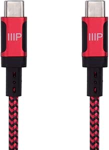 Monoprice 138850 USB-C to USB-C Cable 3ft Red 60W