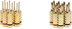 Monoprice 109438 & 109436 Speaker Pin & Banana Plugs - Gold Plated, 5 Pairs