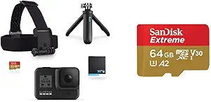 GoPro HERO8 Black Bundle Shorty Head Strap Battery