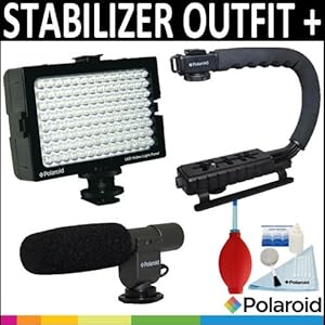 Polaroid Sure-GRIP Stabilizer Microphone LED Video Light Kit