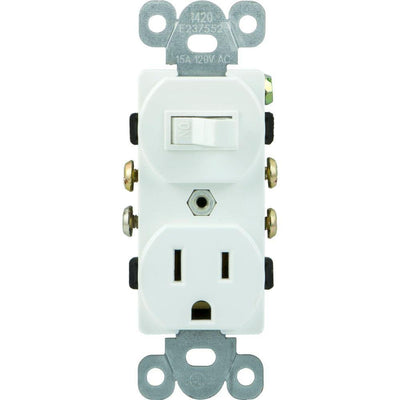 GE 59797 White Wall Switch Outlet Combo