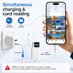 Generic Dual-Slot USB-C SD Card Reader with Charging Port
