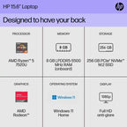 HP 15 Ryzen 5 High-Performance Laptop 8GB 256GB SSD Renewed