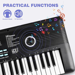PWNLDY 61-Key Portable Digital Piano Keyboard for Beginners